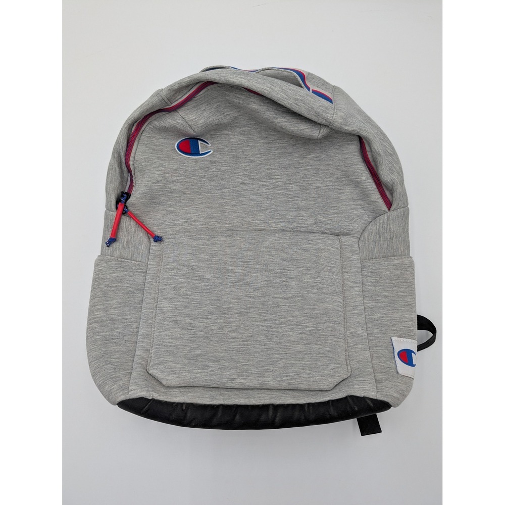 Champion Backpack Gray Jersey Knit Logo School Travel Bag One Size
